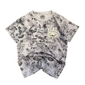 Ecko Unltd Mens Floral Graphic T-Shirt Heather Grey Rhino Logo Size M